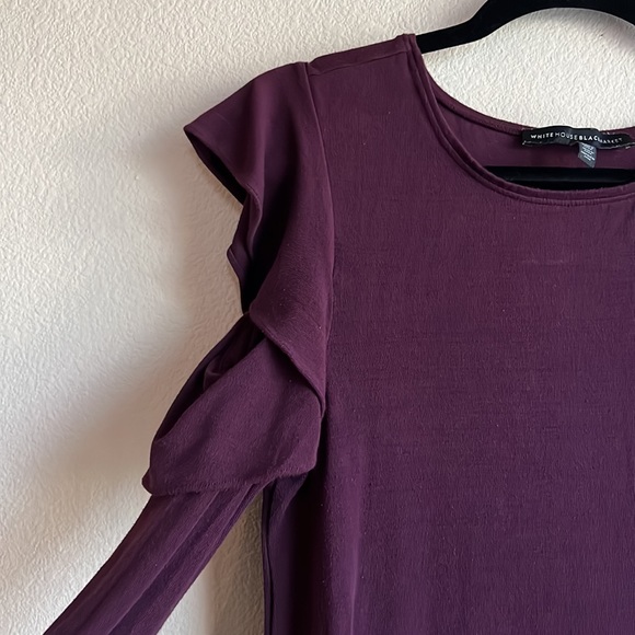 White House Black Market Long Sleeve Ruffle Cold Shoulder Dress - Picture 10 of 10